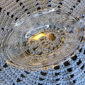 Vintage Anchor Hocking Clear Sandwich Glass Oval Vegetable Bowl